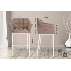 Taburete de bar Damaso W de fieltro con base de 4 patas