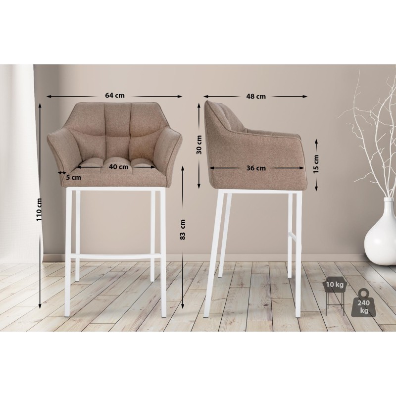 Taburete de bar Damaso W de fieltro con base de 4 patas