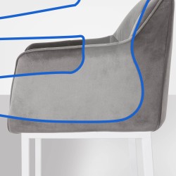 Taburete de bar Damaso W de terciopelo con base de 4 patas