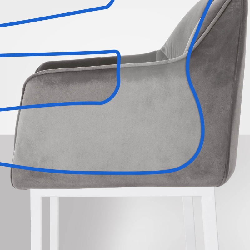 Taburete de bar Damaso W de terciopelo con base de 4 patas