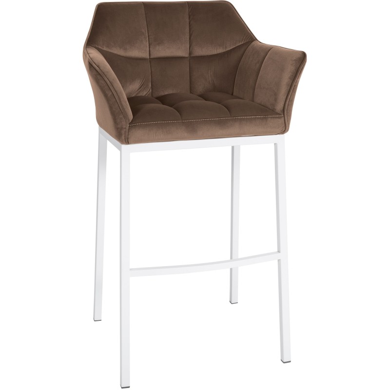 Taburete de bar Damaso W de terciopelo con base de 4 patas