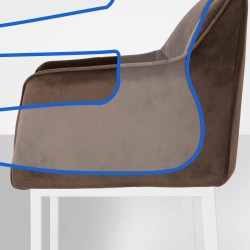 Taburete de bar Damaso W de terciopelo con base de 4 patas