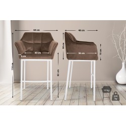 Taburete de bar Damaso W de terciopelo con base de 4 patas