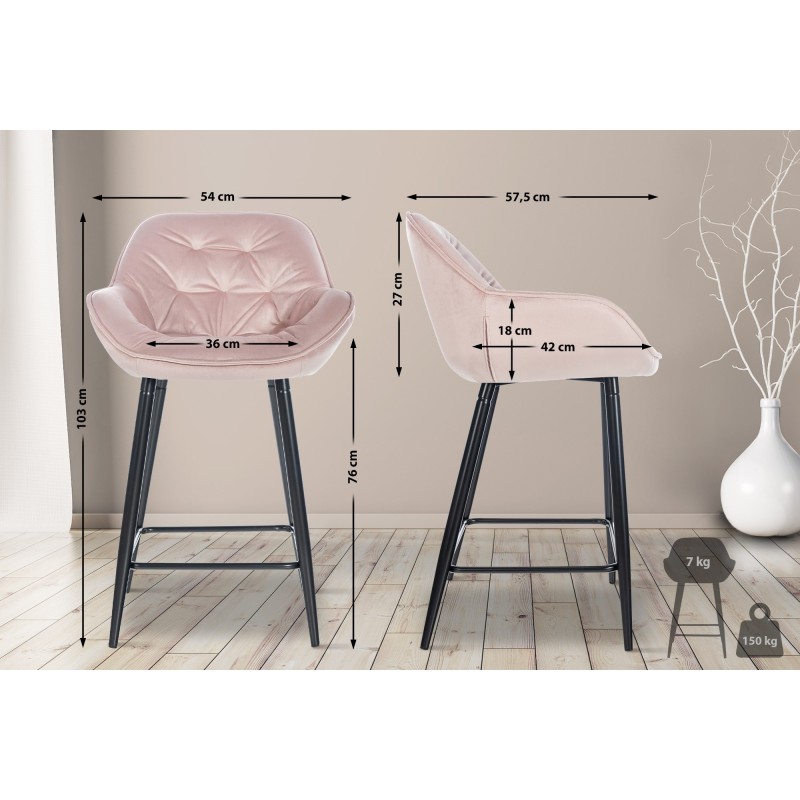 Juego de 2 taburetes de bar Gibson 76 de terciopelo