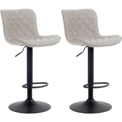 Juego de 2 taburetes de bar Emma tapizados en tela
