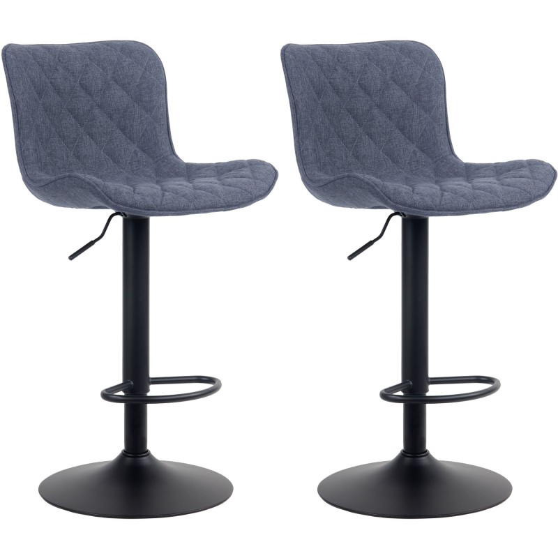 Juego de 2 taburetes de bar Emma tapizados en tela