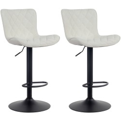 Juego de 2 taburetes de bar Emma tapizados en tela