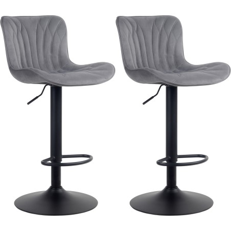 Juego de 2 taburetes de bar Linus de terciopelo