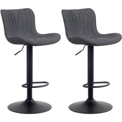 Juego de 2 taburetes de bar Linus tapizados en tela