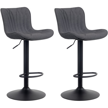 Juego de 2 taburetes de bar Linus tapizados en tela