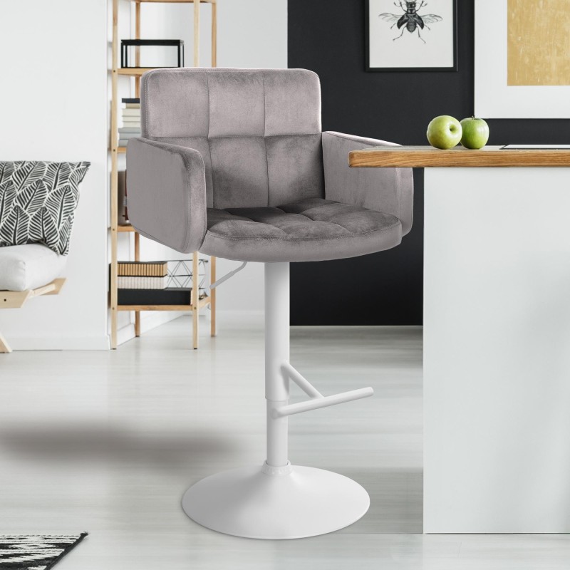 Taburete de bar de terciopelo blanco, Los Ángeles