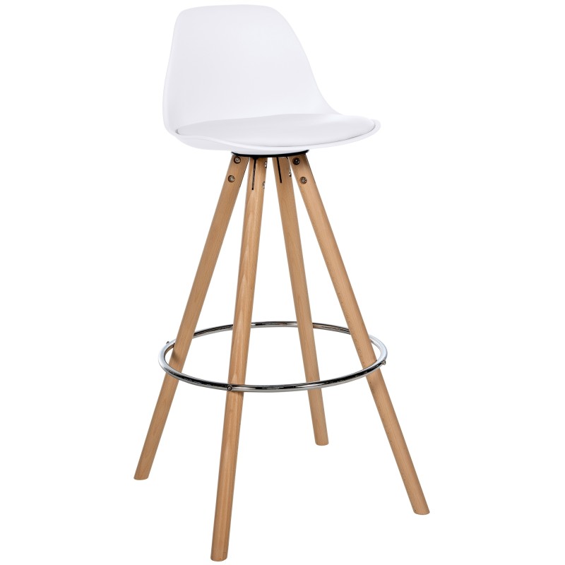 Taburete de bar Corbin, piel sintética, redondo, natural