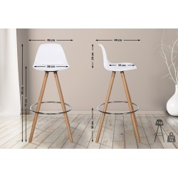 Taburete de bar Corbin, piel sintética, redondo, natural