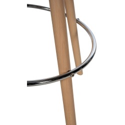 Taburete de bar Corbin, piel sintética, redondo, natural