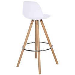 Taburete de bar Corbin, piel sintética, redondo, natural