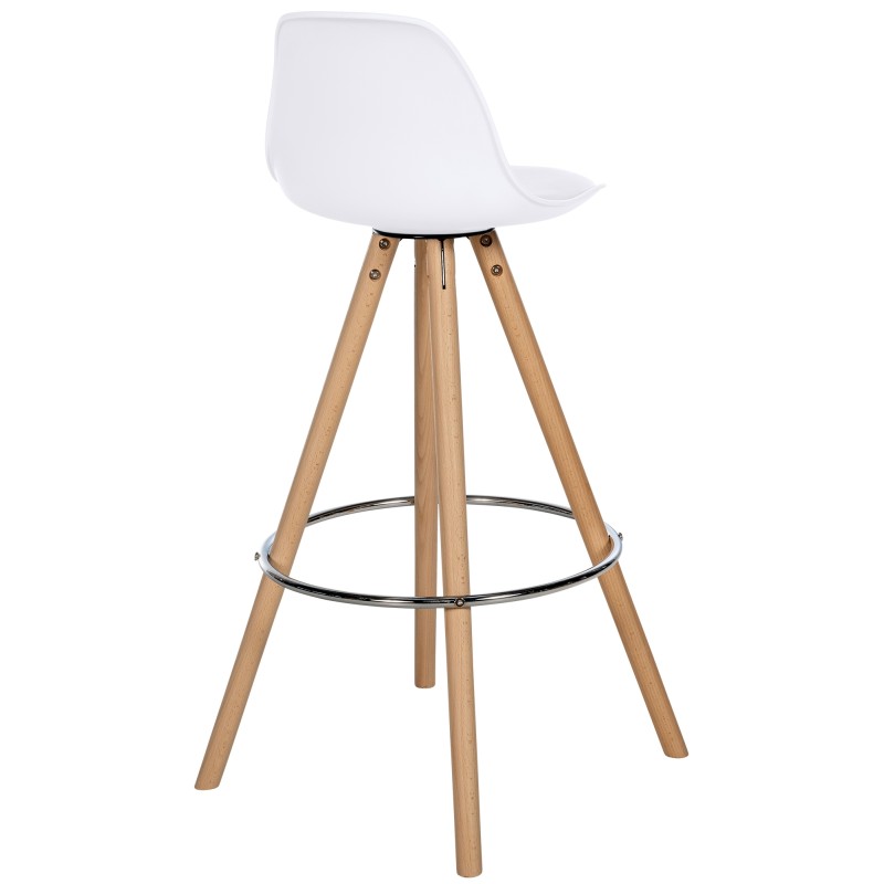 Taburete de bar Corbin, piel sintética, redondo, natural