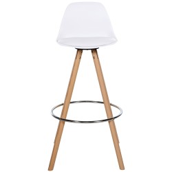 Taburete de bar Corbin, piel sintética, redondo, natural