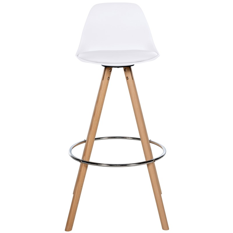 Taburete de bar Corbin, piel sintética, redondo, natural