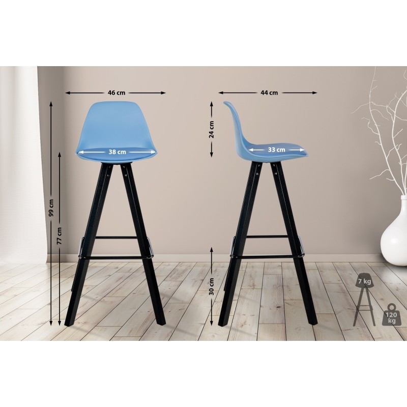 Taburete de bar Corbin, imitación piel, cuadrado, negro