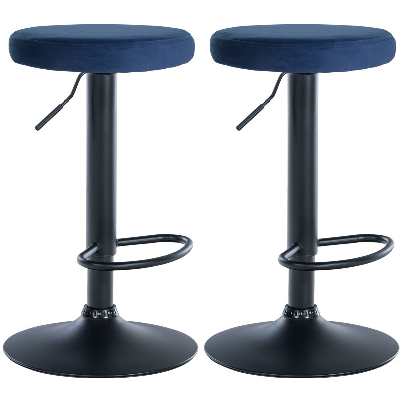 Juego de 2 taburetes de bar Ponte de terciopelo negro