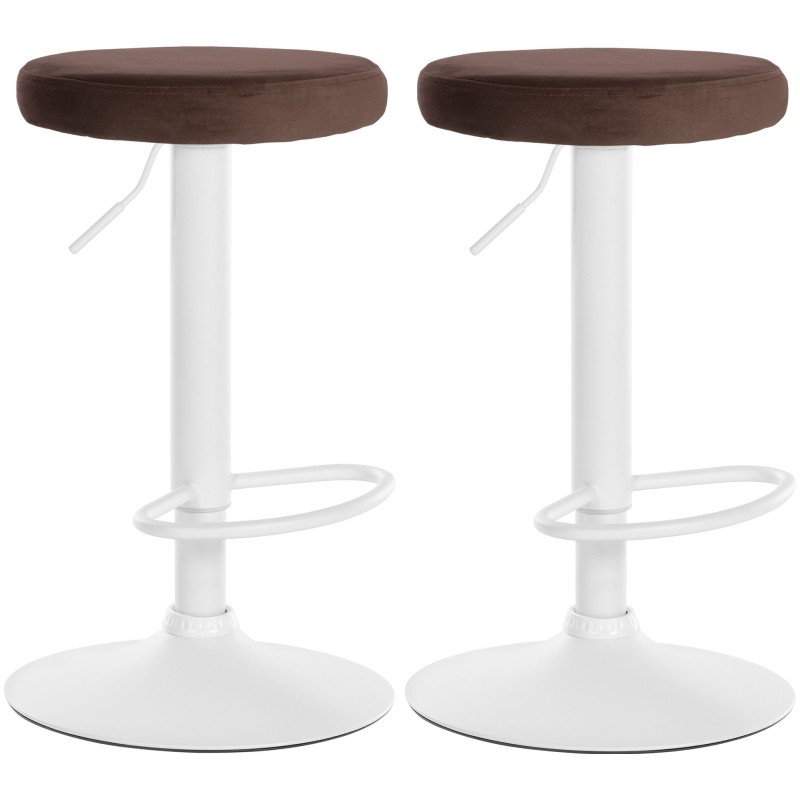 Juego de 2 taburetes de bar Ponte de terciopelo blanco