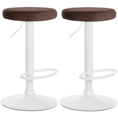 Juego de 2 taburetes de bar Ponte de terciopelo blanco