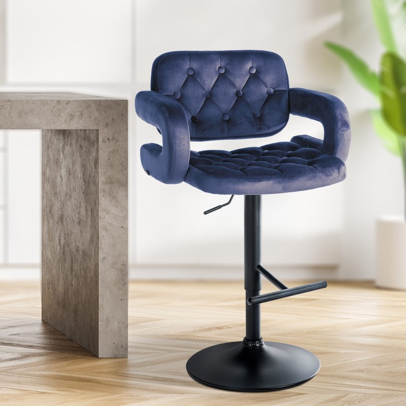 Taburete de bar Dublín en terciopelo negro