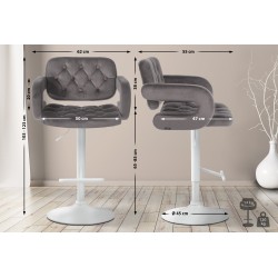 Taburete de bar Dublín en terciopelo blanco