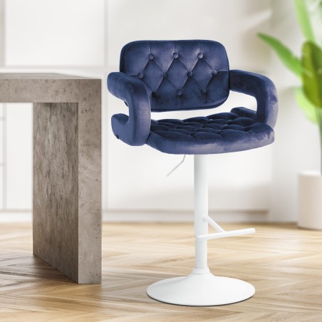 Taburete de bar Dublín en terciopelo blanco