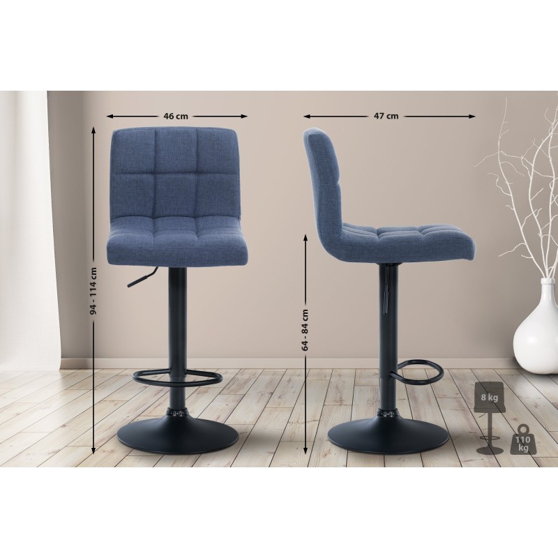 Juego de 2 taburetes de bar Calma en tela negra