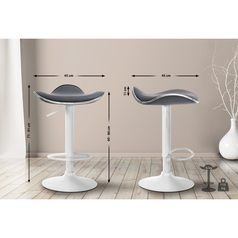 Taburete de bar Shanghai, imitación de cuero, blanco