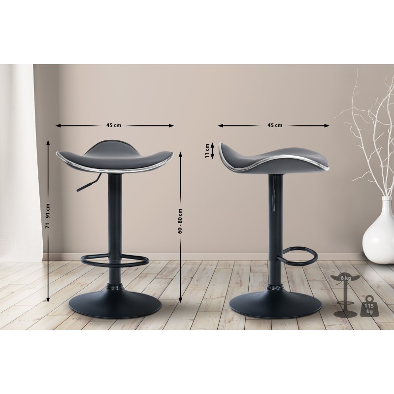 Taburete de bar Shanghai, imitación de cuero, negro