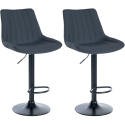 Juego de 2 taburetes de bar Toni, tapizados en tela negra.