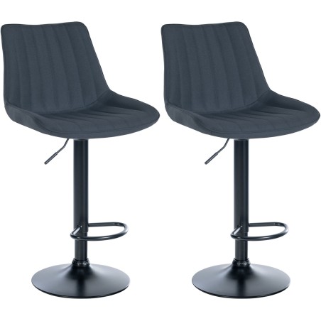 Juego de 2 taburetes de bar Toni, tapizados en tela negra.