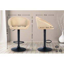 Taburete de bar Davie, cuero sintético negro