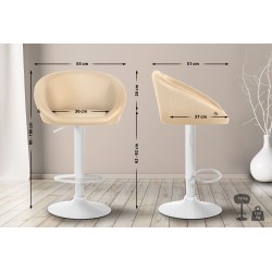 Taburete de bar Davie, imitación de cuero, blanco