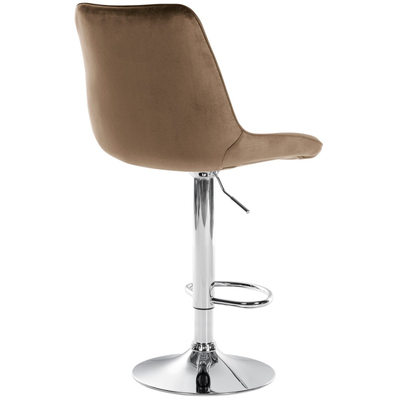 Juego de 2 taburetes de bar Toni en terciopelo cromado