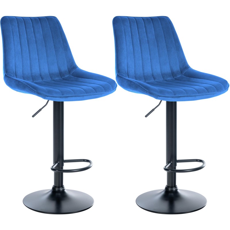 Juego de 2 taburetes de bar Toni en terciopelo negro
