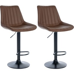 Juego de 2 taburetes de bar Toni, imitación de cuero, negros