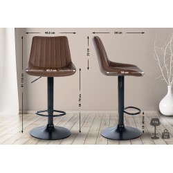 Juego de 2 taburetes de bar Toni, imitación de cuero, negros
