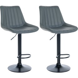Juego de 2 taburetes de bar Toni, imitación de cuero, negros