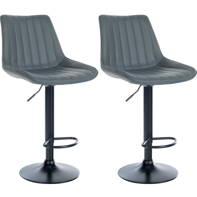 Juego de 2 taburetes de bar Toni, imitación de cuero, negros