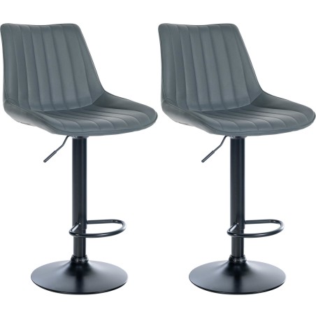 Juego de 2 taburetes de bar Toni, imitación de cuero, negros