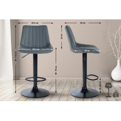 Juego de 2 taburetes de bar Toni, imitación de cuero, negros