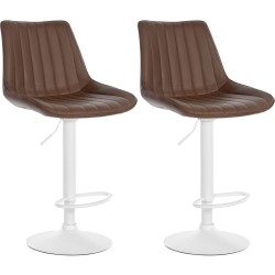 Juego de 2 taburetes de bar Toni, imitación piel, blancos