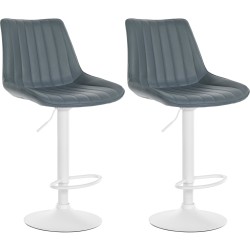 Juego de 2 taburetes de bar Toni, imitación piel, blancos