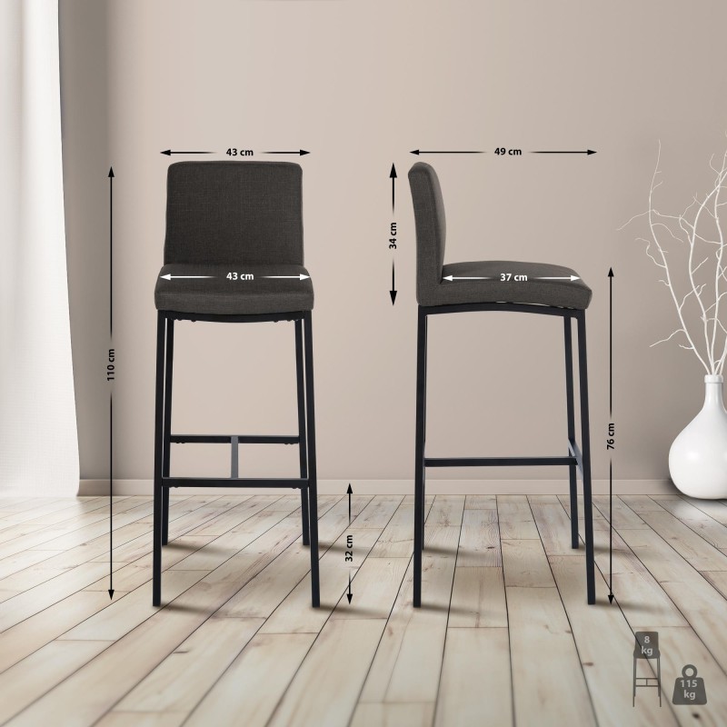 Taburete de bar Freeport, tapizado en tela B