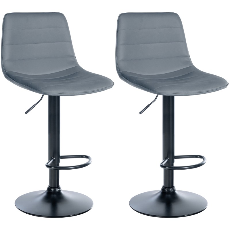 Juego de 2 taburetes de bar Lex, piel sintética, B