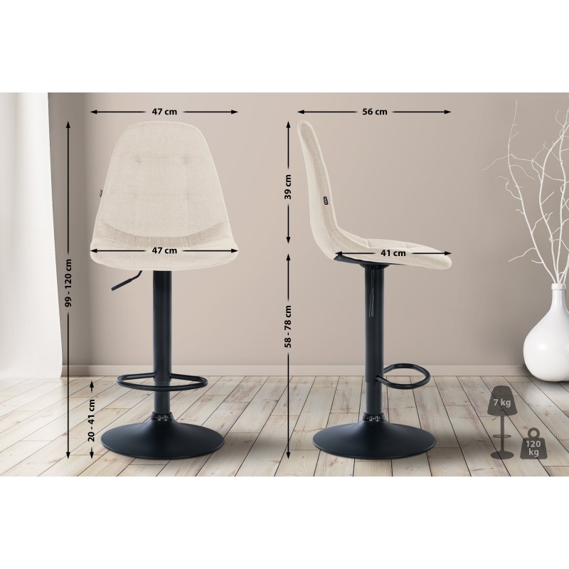 Taburete de bar Elmore, tapizado en tela B