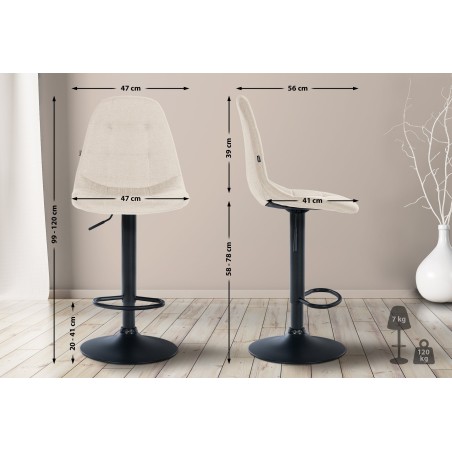 Taburete de bar Elmore, tapizado en tela B